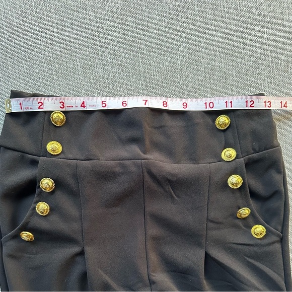 Gold buttons sailor style wide leg pants, small - Picture 4 of 8